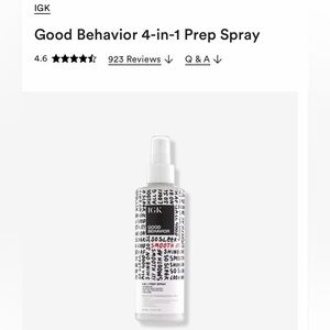 IGK Good Behavior 4-in-1 Prep Spray; approx 90% left
